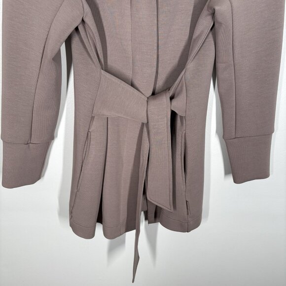 Varley Women M Taupe Snap Front Longline Tie Waist DoubleSoft Anset Jacket - Picture 2 of 14